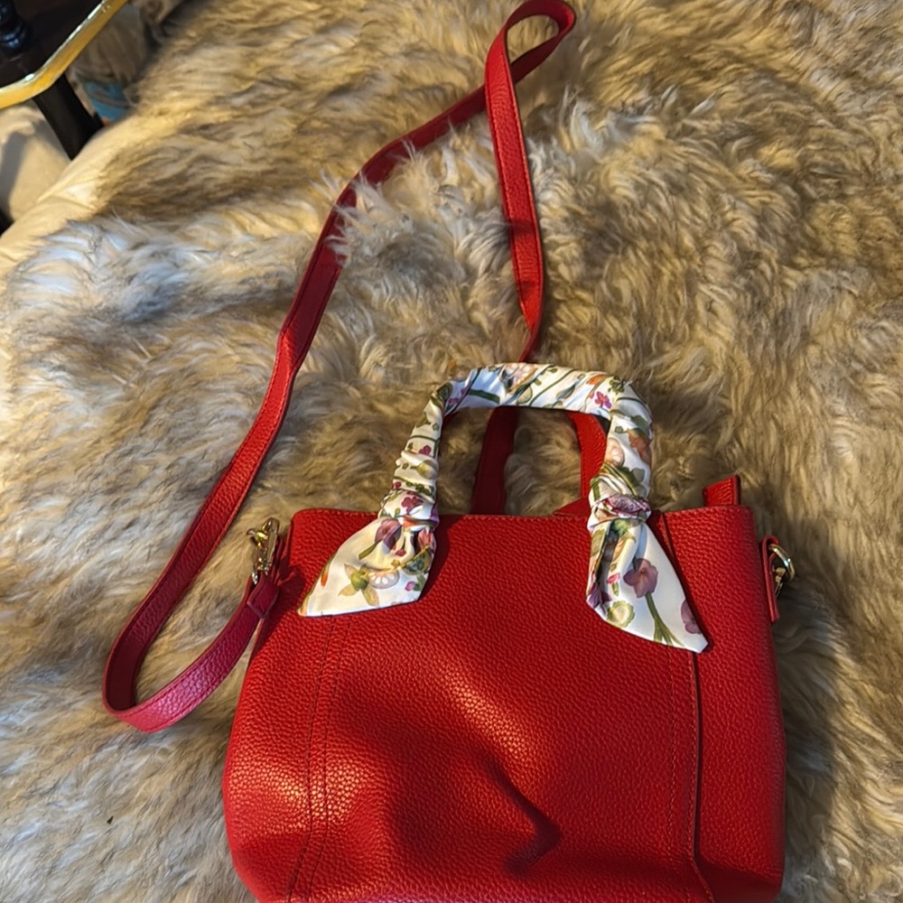 Estee Lauder Red Crossbody Bag with Textured Finish